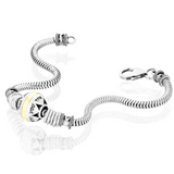 Silver bead bracelet combined with gold, engraved with “Shema Yisrael”