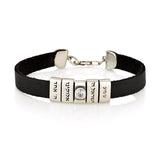 "Shema Israel" silver bracelet combined with leather