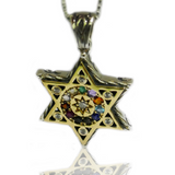 Star of David Pendant Made of Silver and Gold, Set with Hoshen Stones and Zirconia – A Piece of Power, Blessing, and Luxury in One