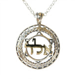 Sterling Silver Circular Star of David Necklace with Gold “ALD” (72 Names)