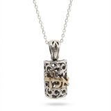 Sterling Silver Lace-Style Pendant Necklace with Gold “ALD” (72 Names)
