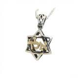Sterling Silver Star of David Necklace with Gold “ALD” (72 Names)
